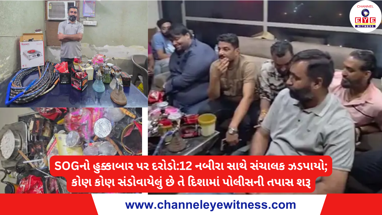SOGનો હુક્કાબાર પર દરોડો:12 નબીરા સાથે સંચાલક ઝડપાયો; કોણ કોણ સંડોવાયેલું છે તે દિશામાં પોલીસની તપાસ શરૂ